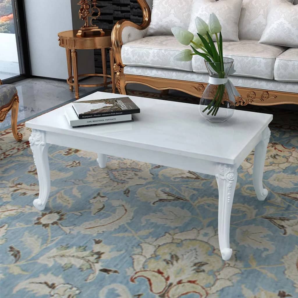 Coffee Table High Gloss White Engineered Wood