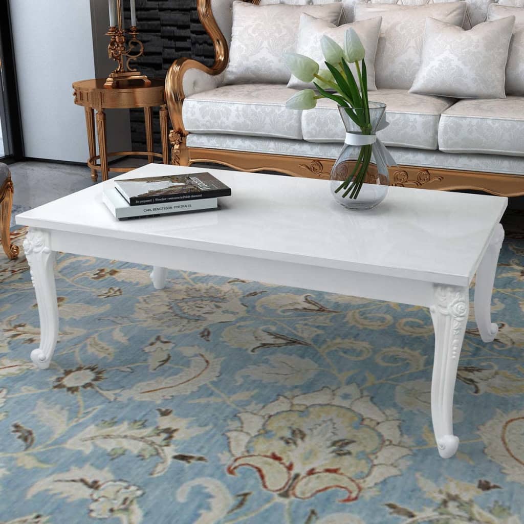 Coffee Table High Gloss White Engineered Wood