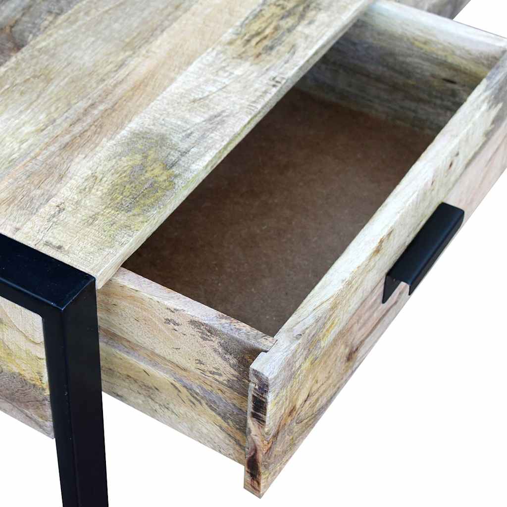 Coffee Table Solid Mango Wood 2 Drawers Living Room Storage 100cm 100 cm