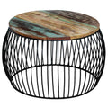 Coffee Table Multicolour Reclaimed Wood Iron Medium Durable 68 X 35 Cm Solid Rec