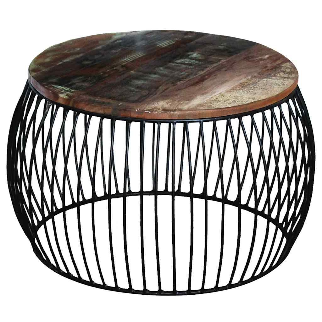 Coffee Table Multicolour Reclaimed Wood Iron Medium Durable 68 X 35 Cm Solid Rec