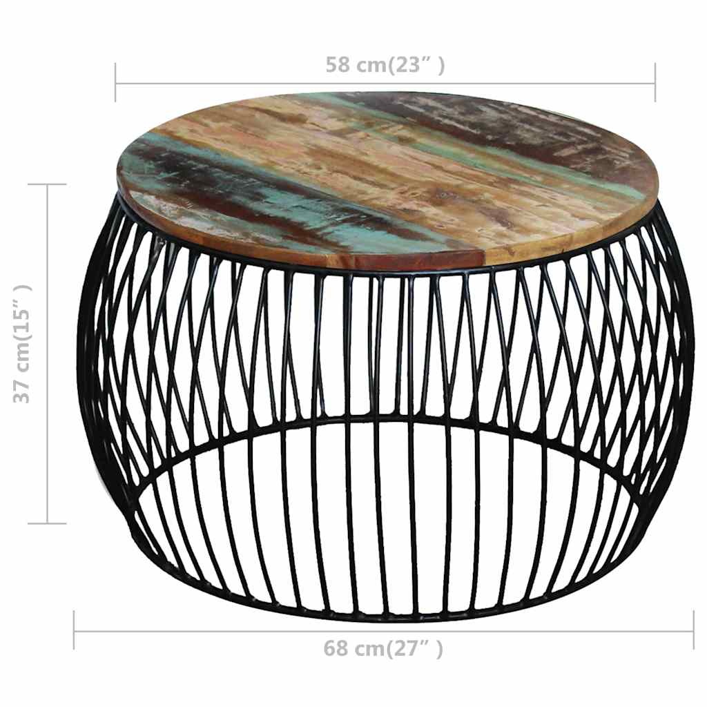 Coffee Table Multicolour Reclaimed Wood Iron Medium Durable 68 X 35 Cm Solid Rec
