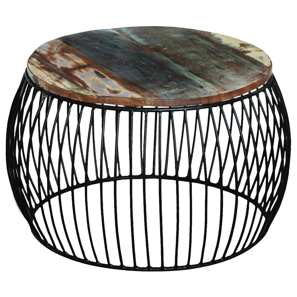 Coffee Table Multicolour Reclaimed Wood Iron Medium Durable 68 X 35 Cm Solid Rec