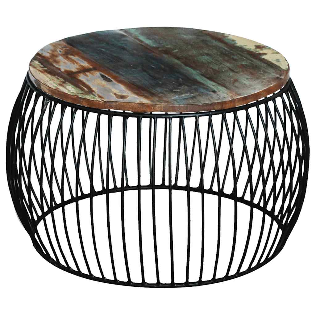 Coffee Table Multicolour Reclaimed Wood Iron Medium Durable 68 X 35 Cm Solid Rec
