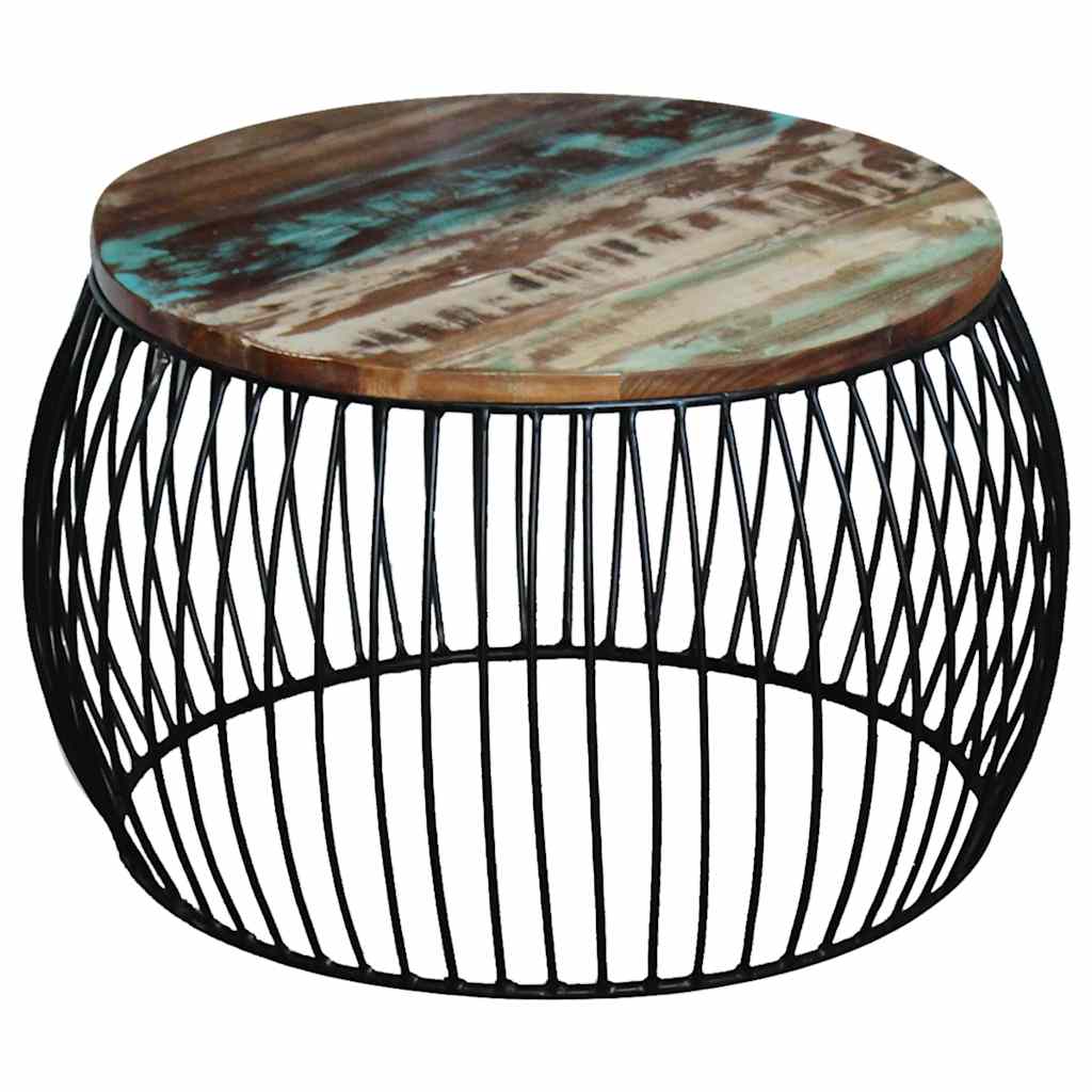Coffee Table Multicolour Reclaimed Wood Iron Medium Durable 68 X 35 Cm Solid Rec