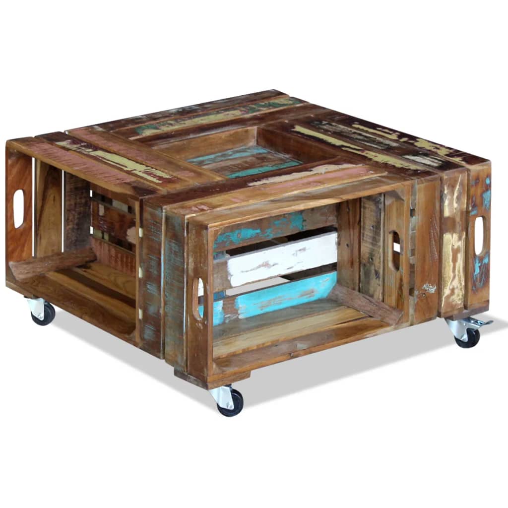 Coffee Table Solid Reclaimed Wood 70X70X35 Cm