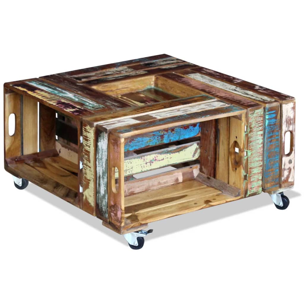 Coffee Table Solid Reclaimed Wood 70X70X35 Cm