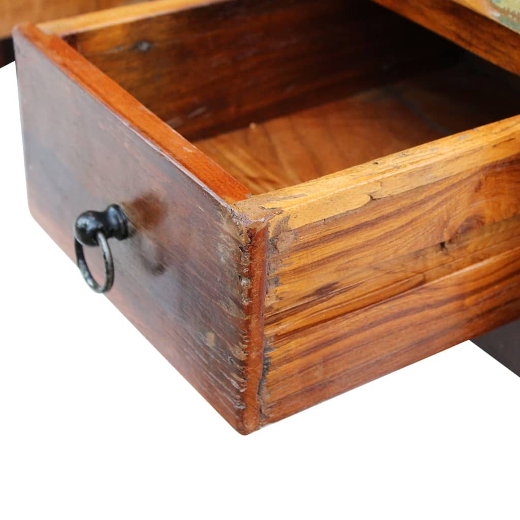 Coffee Table Drawers Solid Reclaimed Wood 90X45X35 Cm