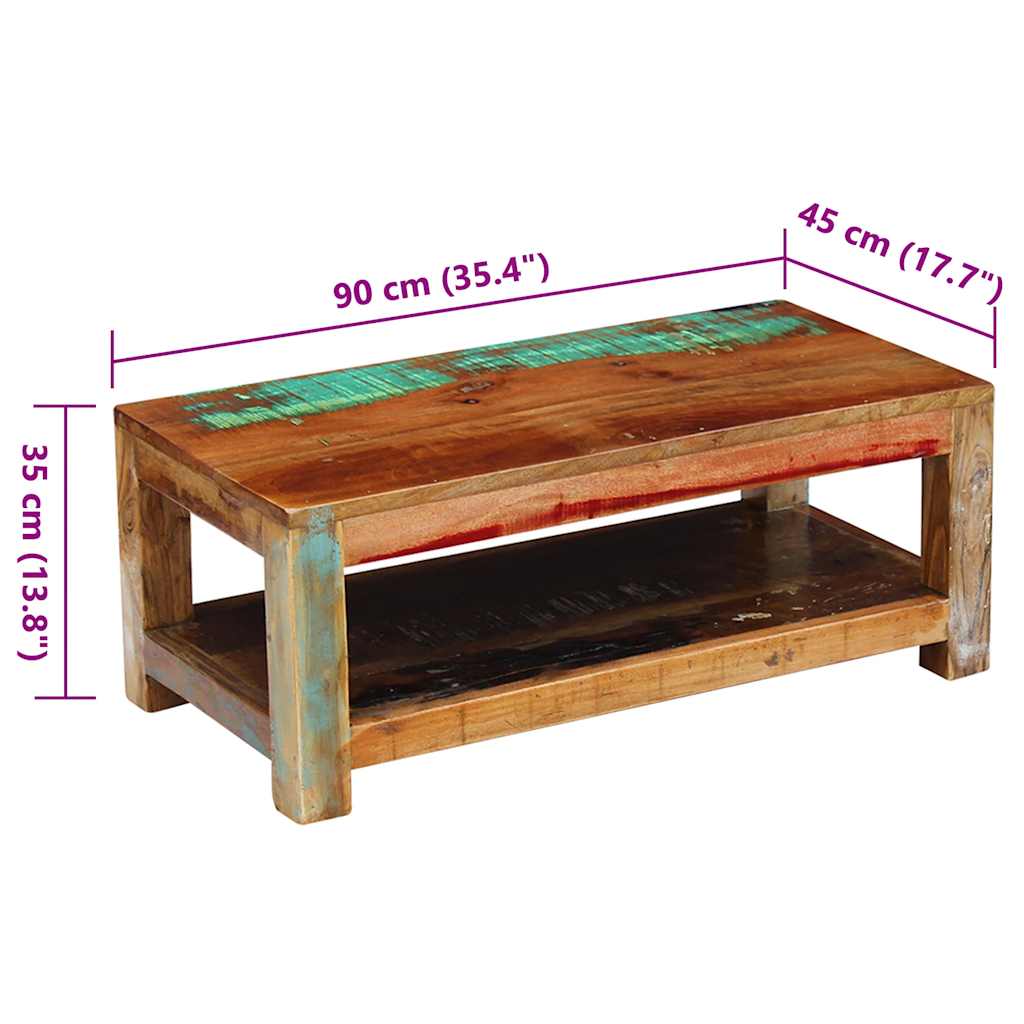 Coffee Table Solid Reclaimed Wood 90X45X35 Cm