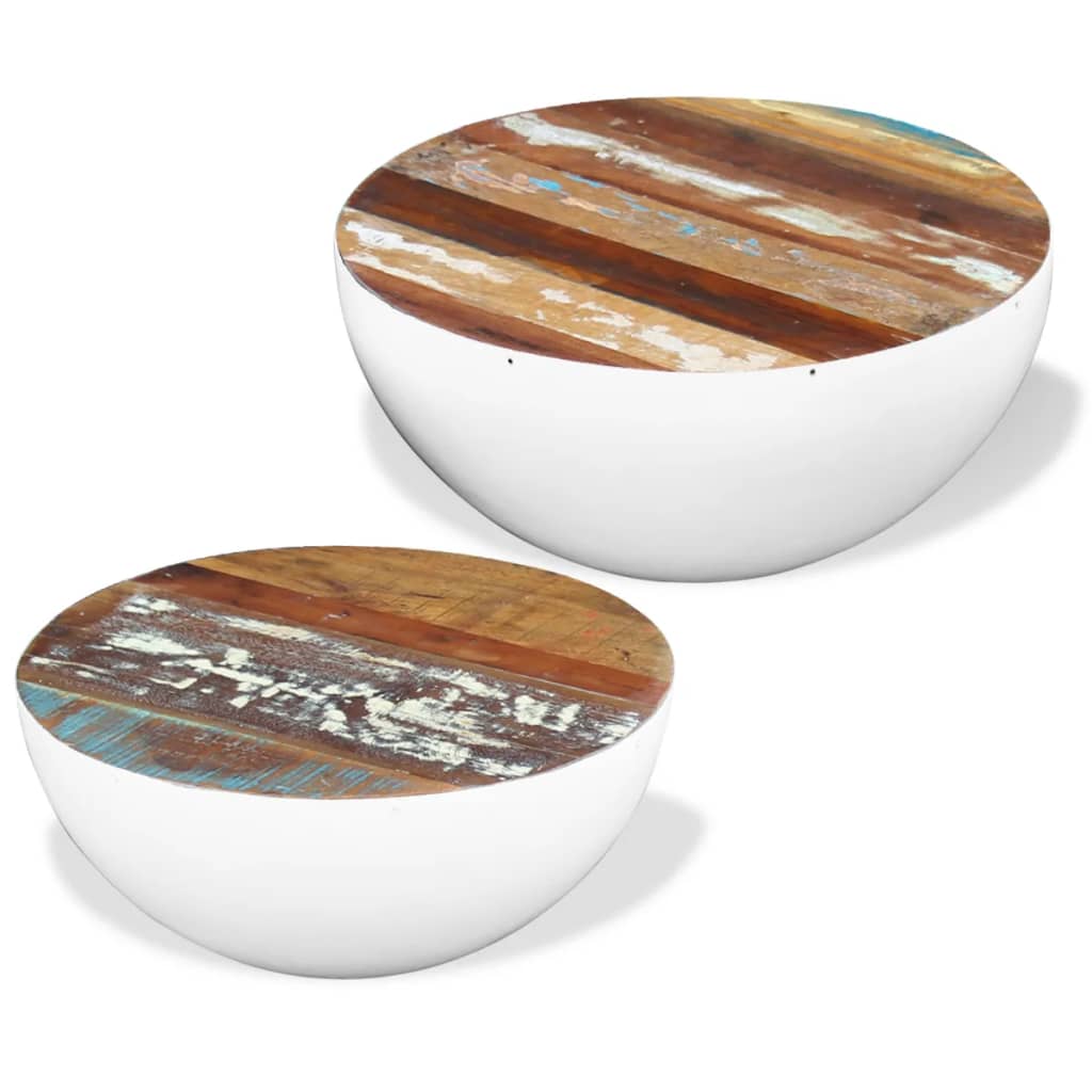 Coffee Table Bowl-Shaped With Steel Base Solid Reclaimed Wood