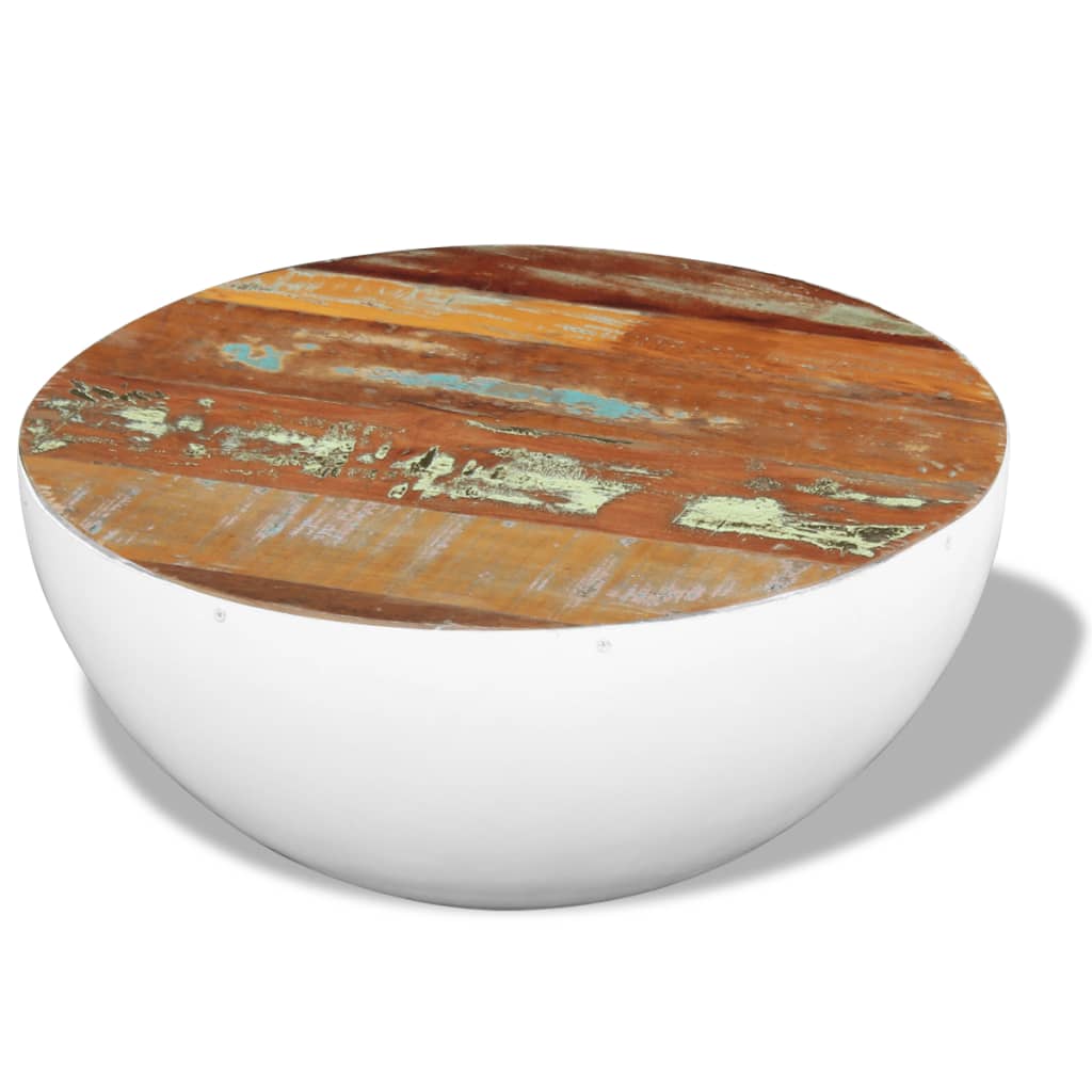 Coffee Table Bowl-Shaped With Steel Base Solid Reclaimed Wood
