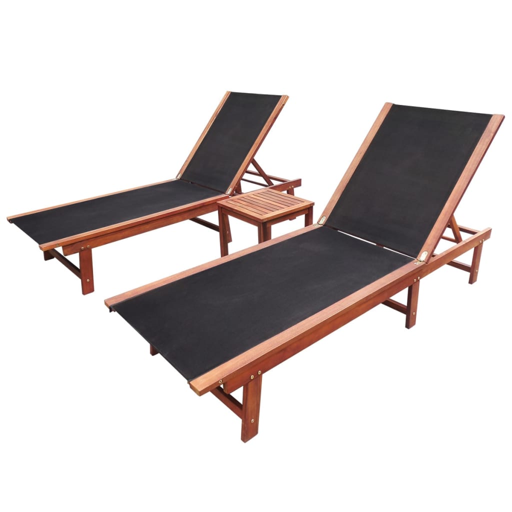 Sun Loungers 2 Pcs Solid Wood Acacia And Textilene