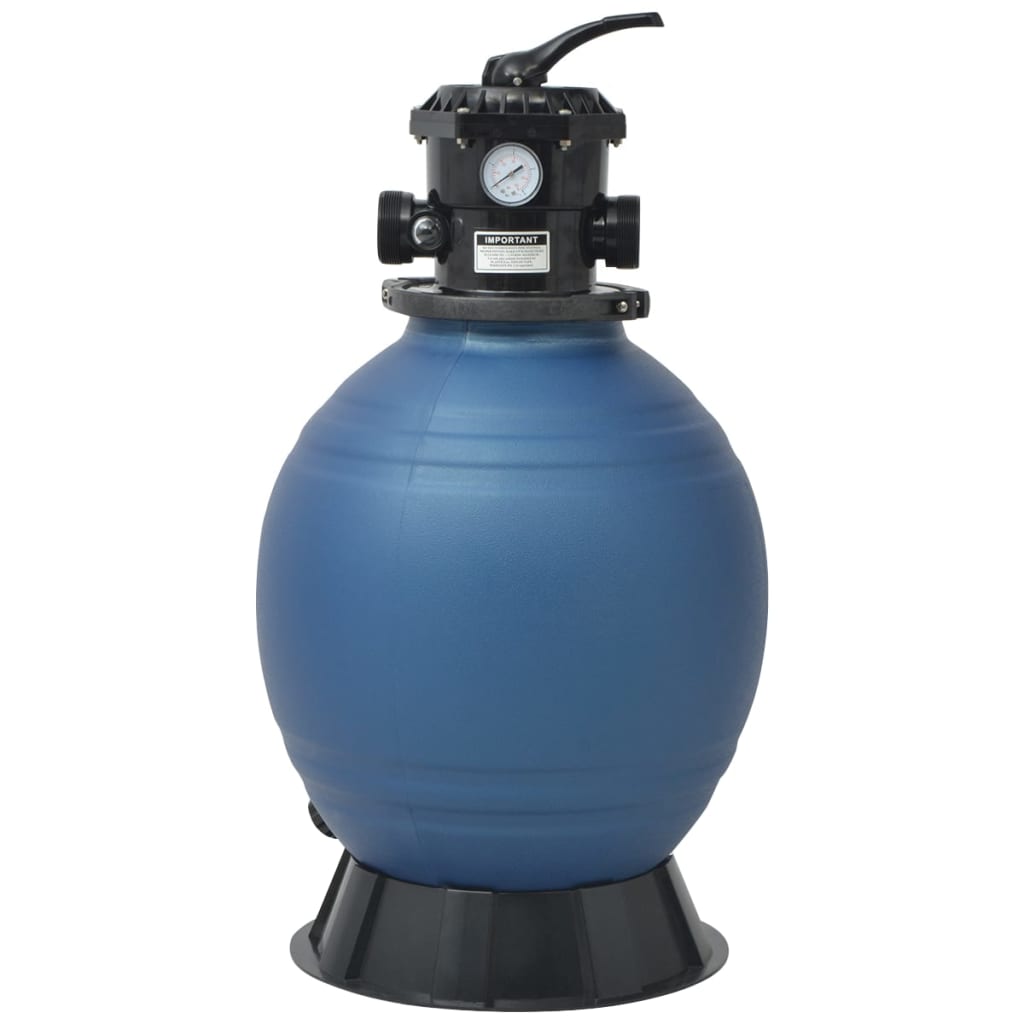 Pool Sand Filter With 6 Position Valve Blue 460 Mm