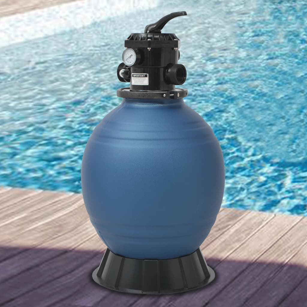 Pool Sand Filter With 6 Position Valve Blue 460 Mm