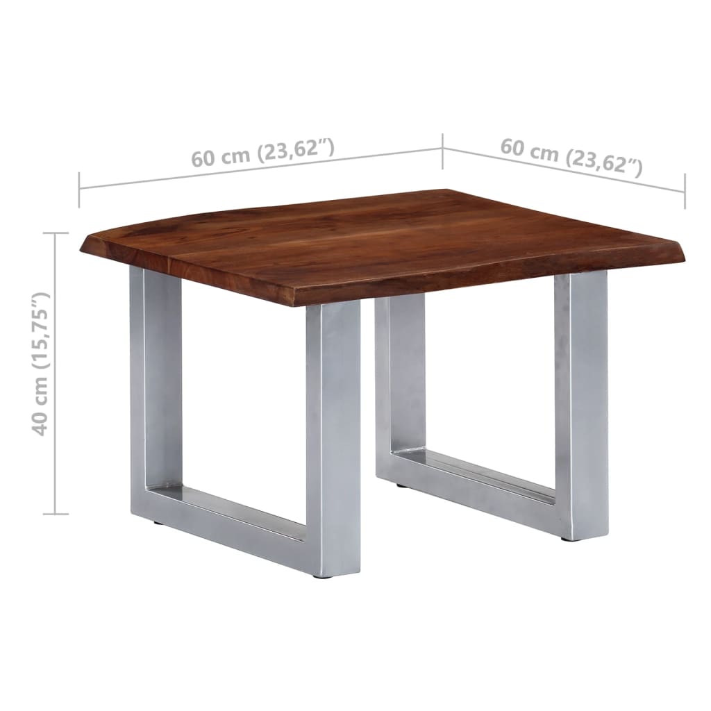 Coffee Table With Live Edges 60X60X40 Cm Solid Acacia Wood