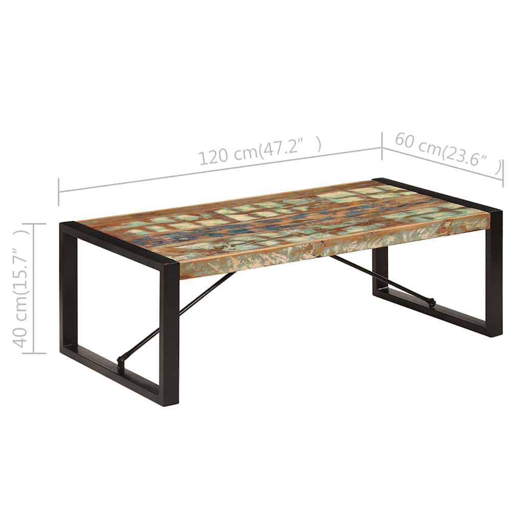 Coffee Table Multicolour Solid Reclaimed Wood 120 Cm Long Durable
