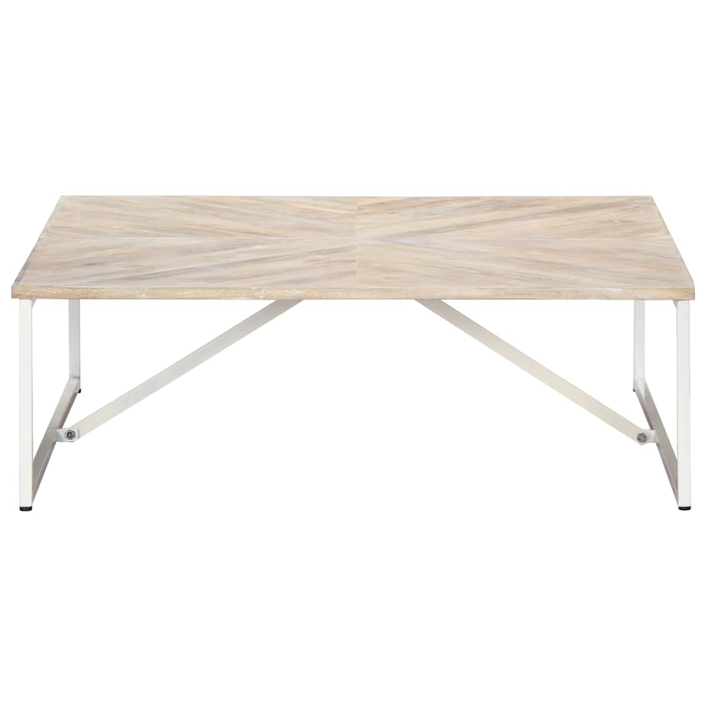 Coffee Table 110X110X36 Cm Solid Acacia Wood White Brown Polished 110 Cm White 1