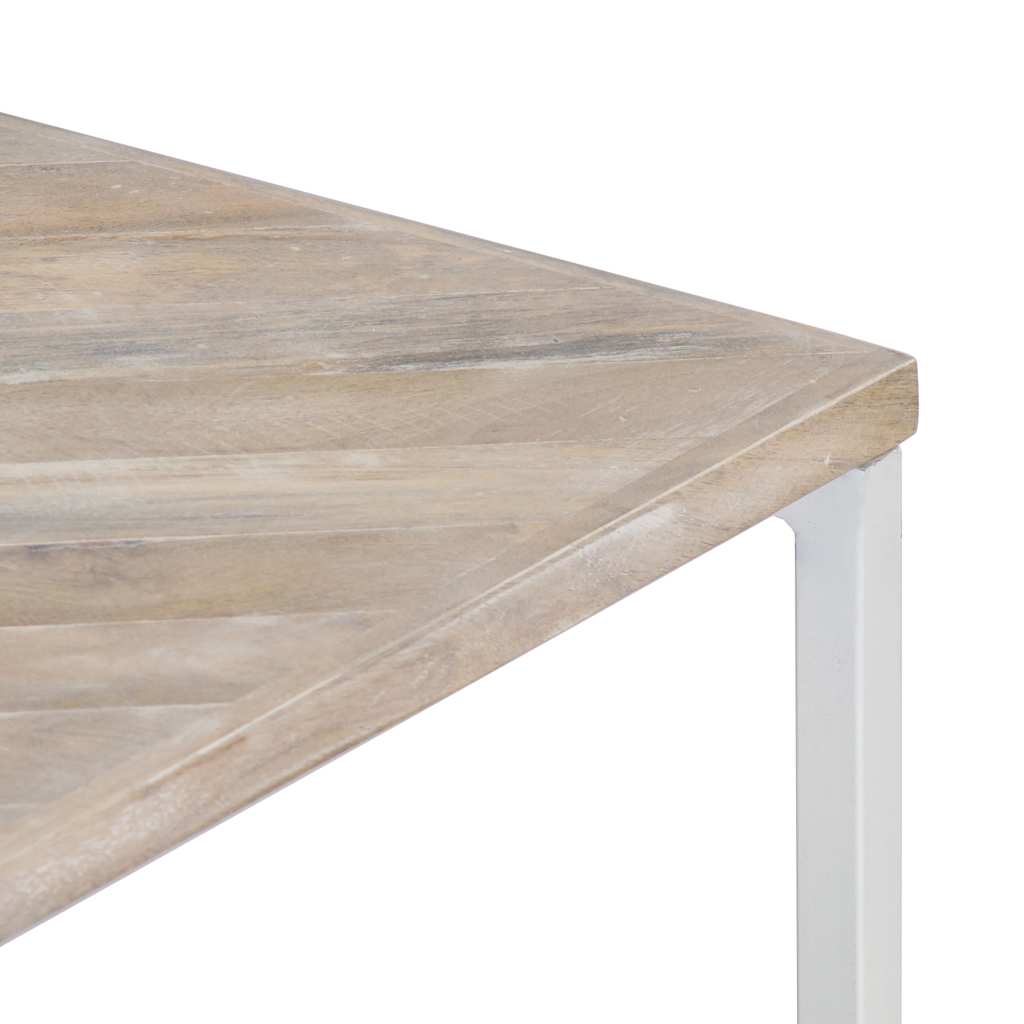 Coffee Table 110X110X36 Cm Solid Acacia Wood White Brown Polished 110 Cm White 1