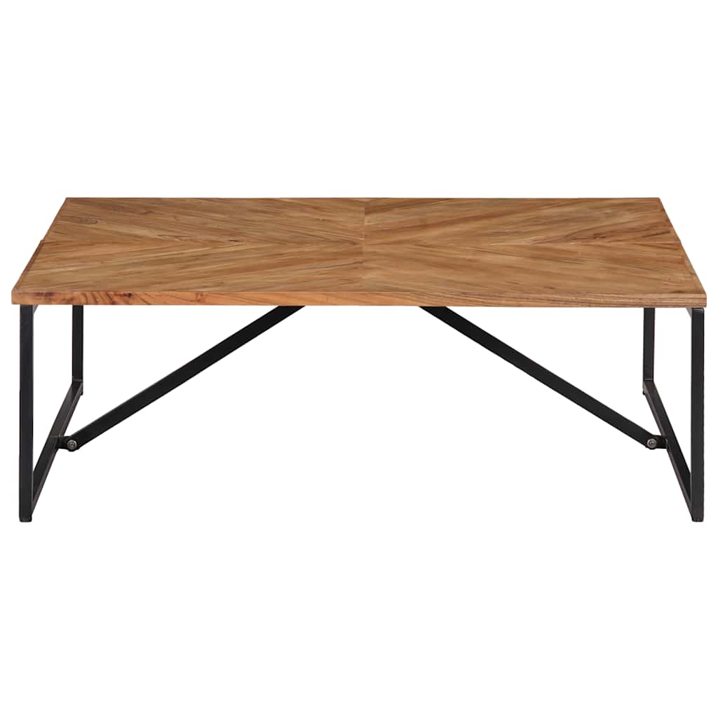 Coffee Table 110X110X36 Cm Solid Acacia Wood white brown Polished 110 cm