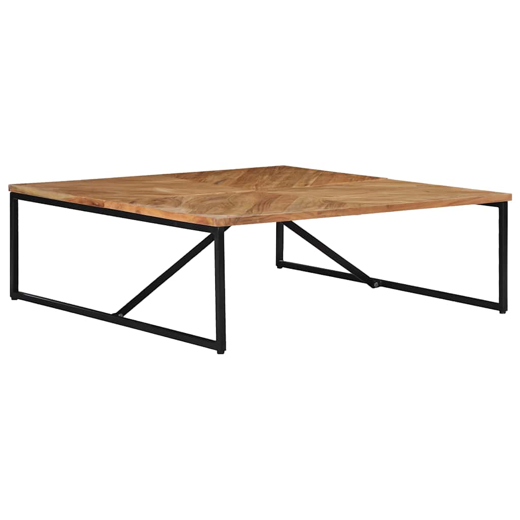 Coffee Table 110X110X36 Cm Solid Acacia Wood white brown Polished 110 cm