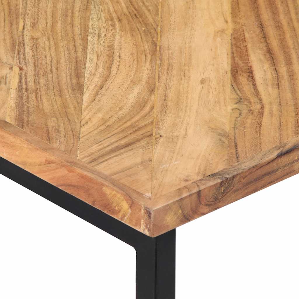 Coffee Table 110X110X36 Cm Solid Acacia Wood white brown Polished 110 cm