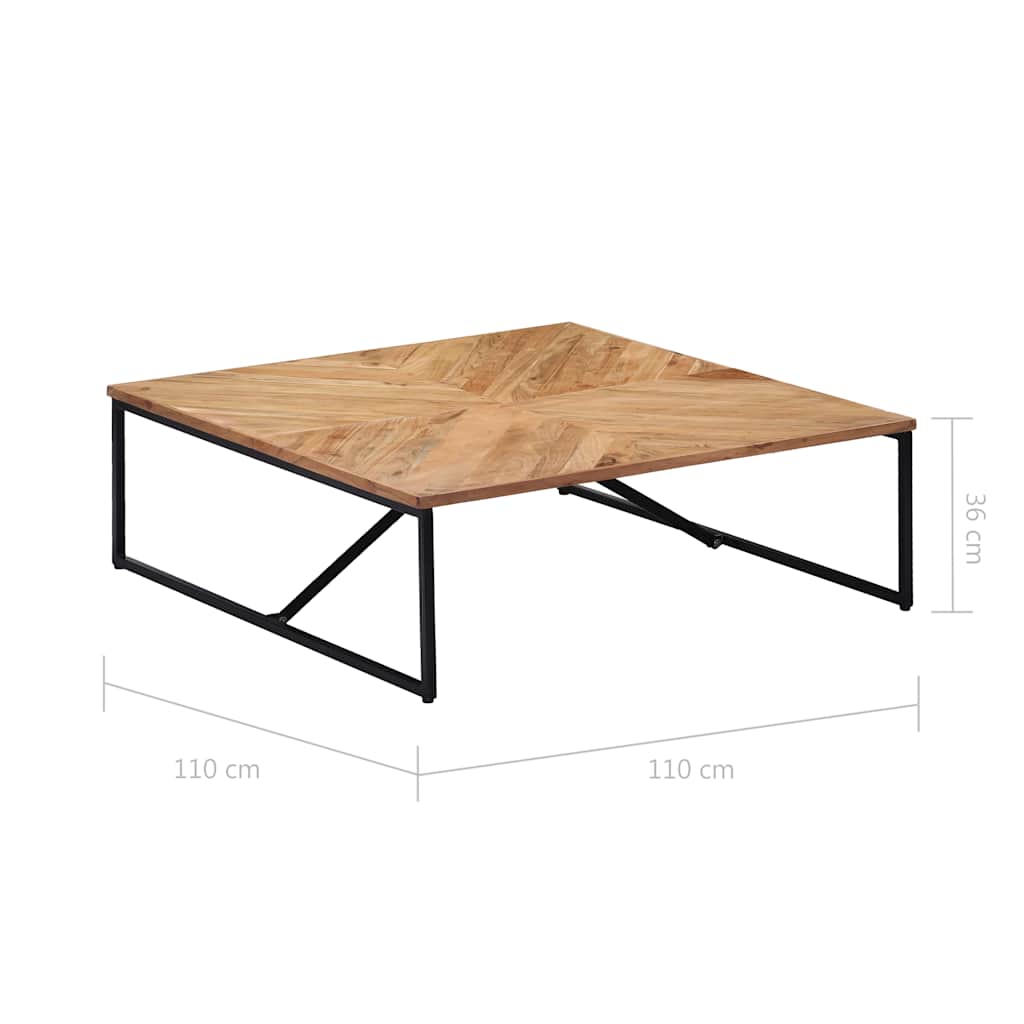 Coffee Table 110X110X36 Cm Solid Acacia Wood white brown Polished 110 cm