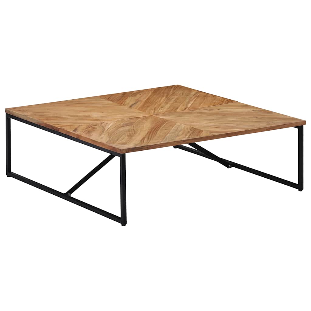 Coffee Table 110X110X36 Cm Solid Acacia Wood white brown Polished 110 cm