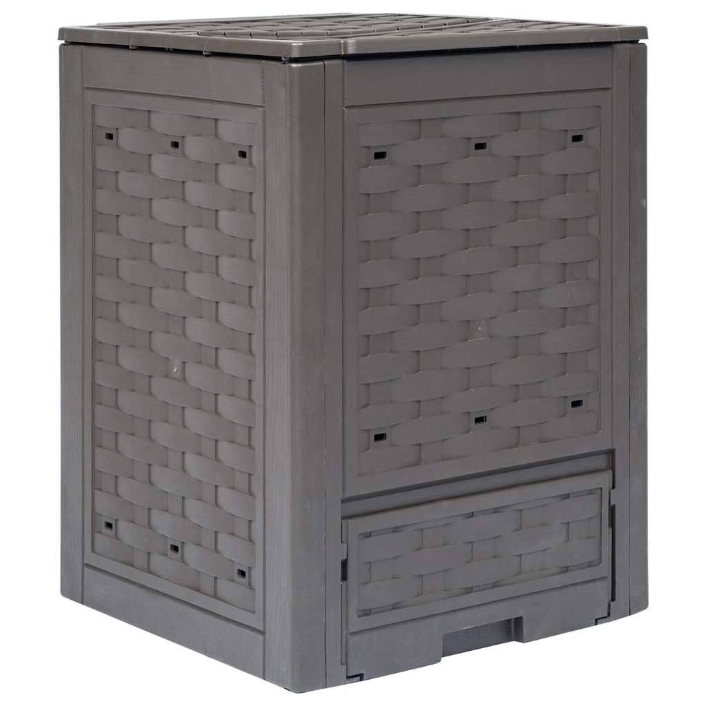 Composters Garden Compost Bins Set Of 3 Brown Rattan Style 300L Weather Resistan