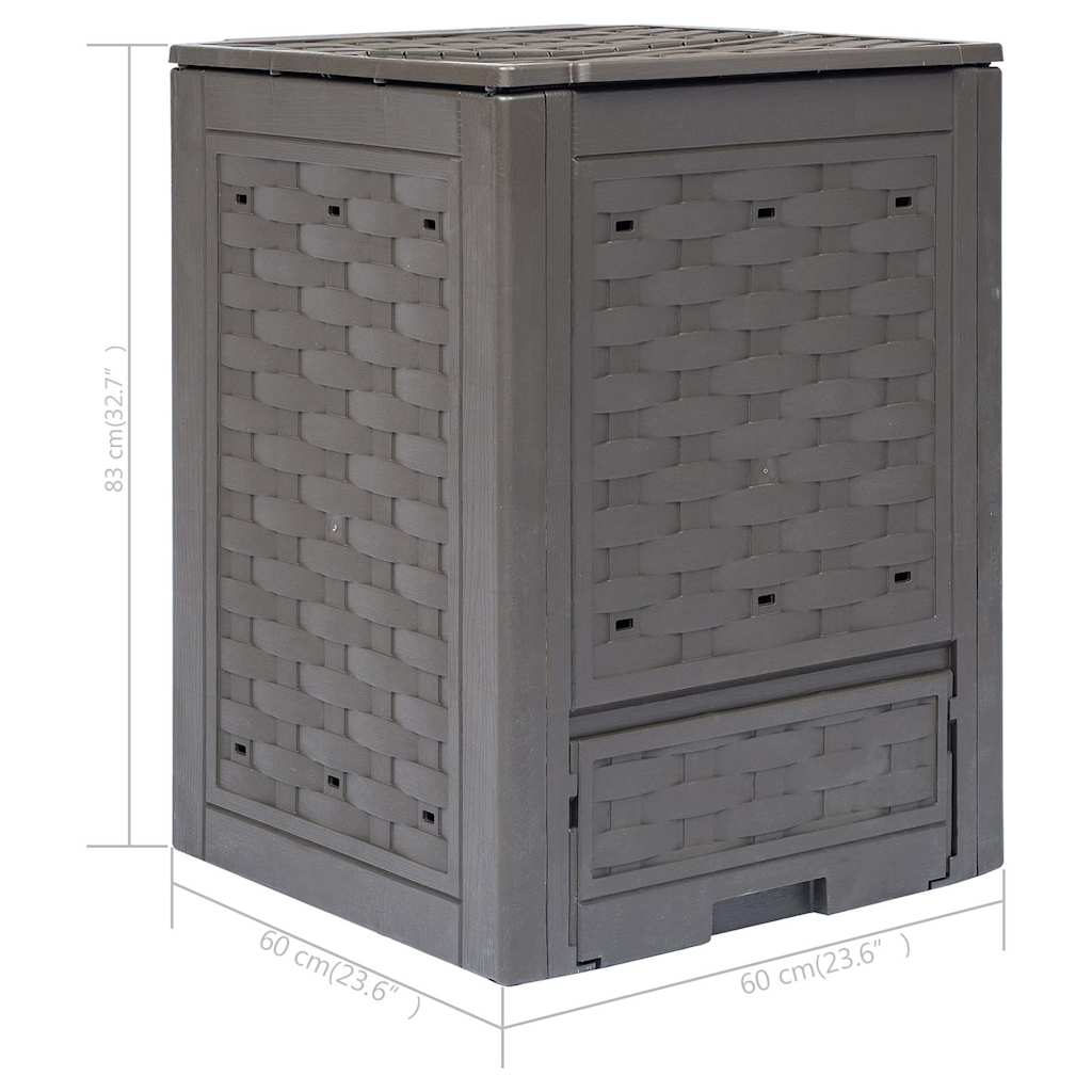 Composters Garden Compost Bins Set Of 3 Brown Rattan Style 300L Weather Resistan