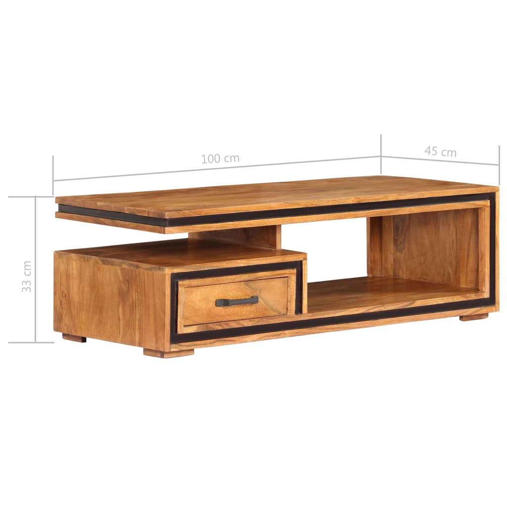Coffee Table 100X45X33 Cm Solid Acacia Wood