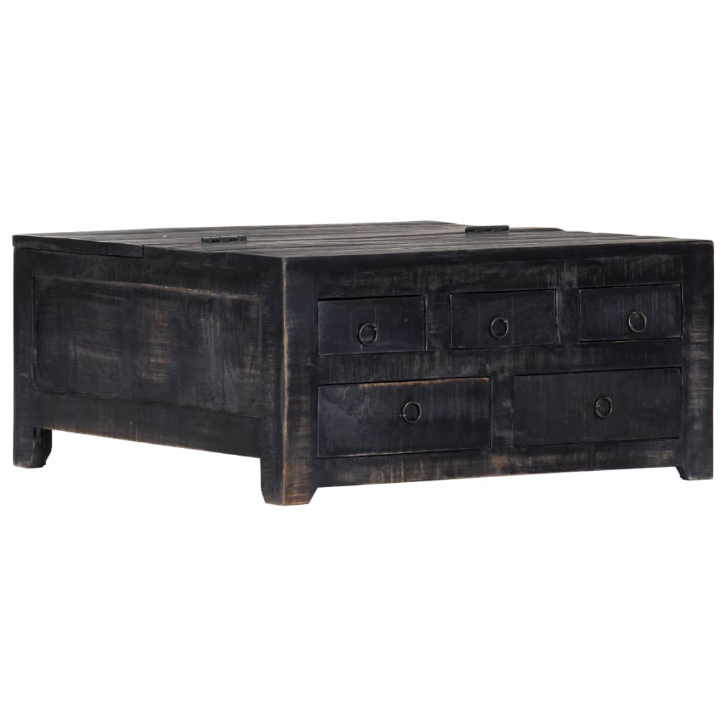 Coffee Table Black Solid Mango Wood