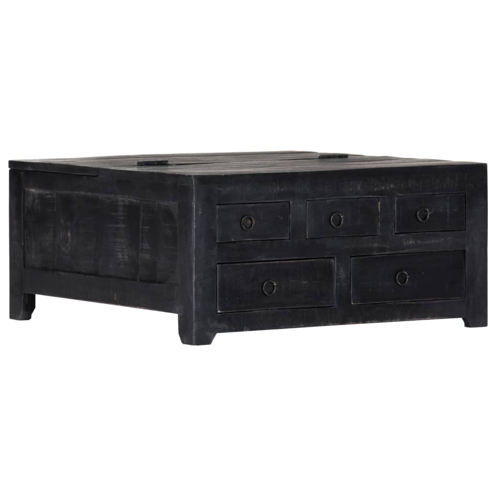 Coffee Table Black Solid Mango Wood