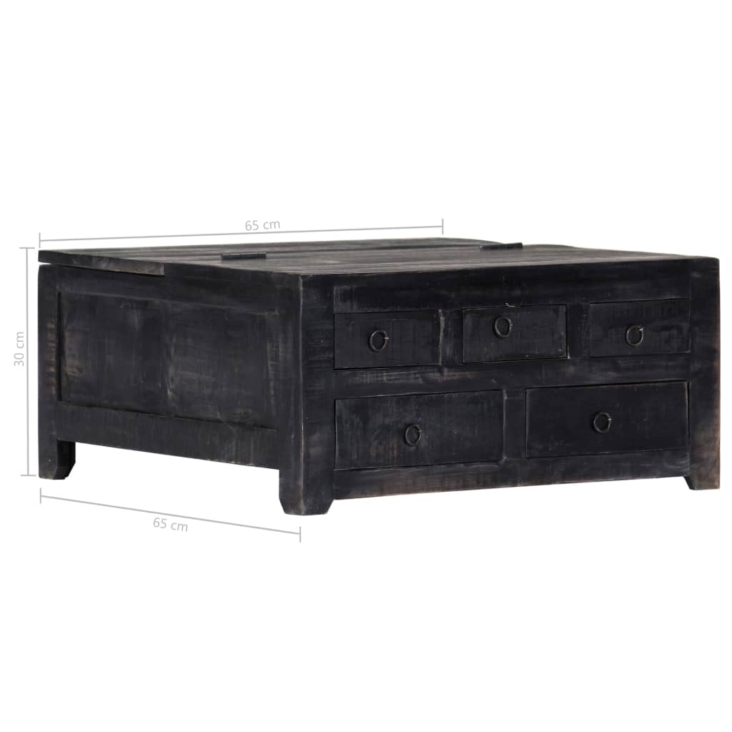Coffee Table Black Solid Mango Wood