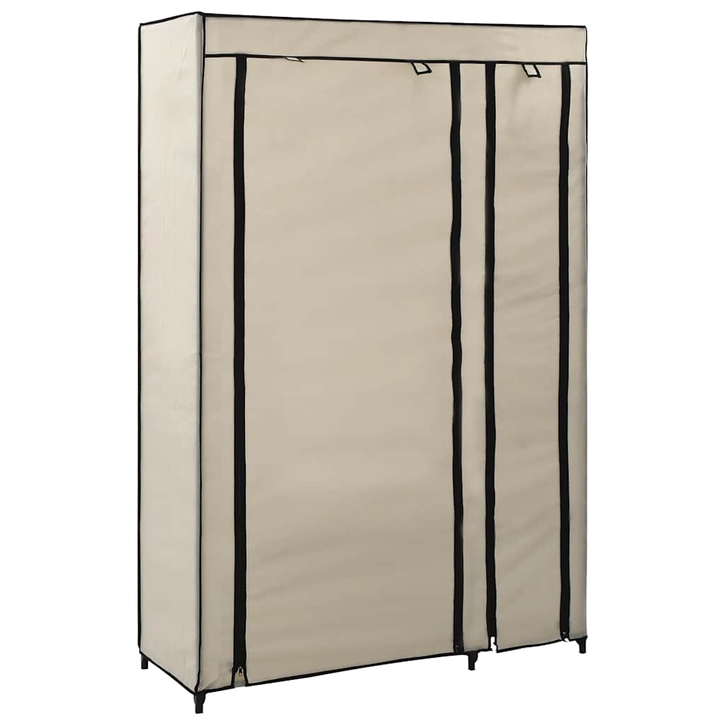 Wardrobe Folding Wardrobes 2 Pcs 110X45X175 Cm Fabric Brown Cream Black Grey LED