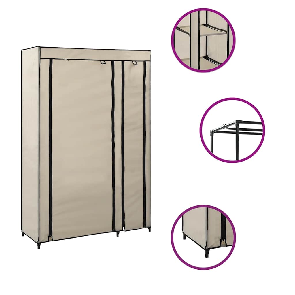 Wardrobe Folding Wardrobes 2 Pcs 110X45X175 Cm Fabric Brown Cream Black Grey LED
