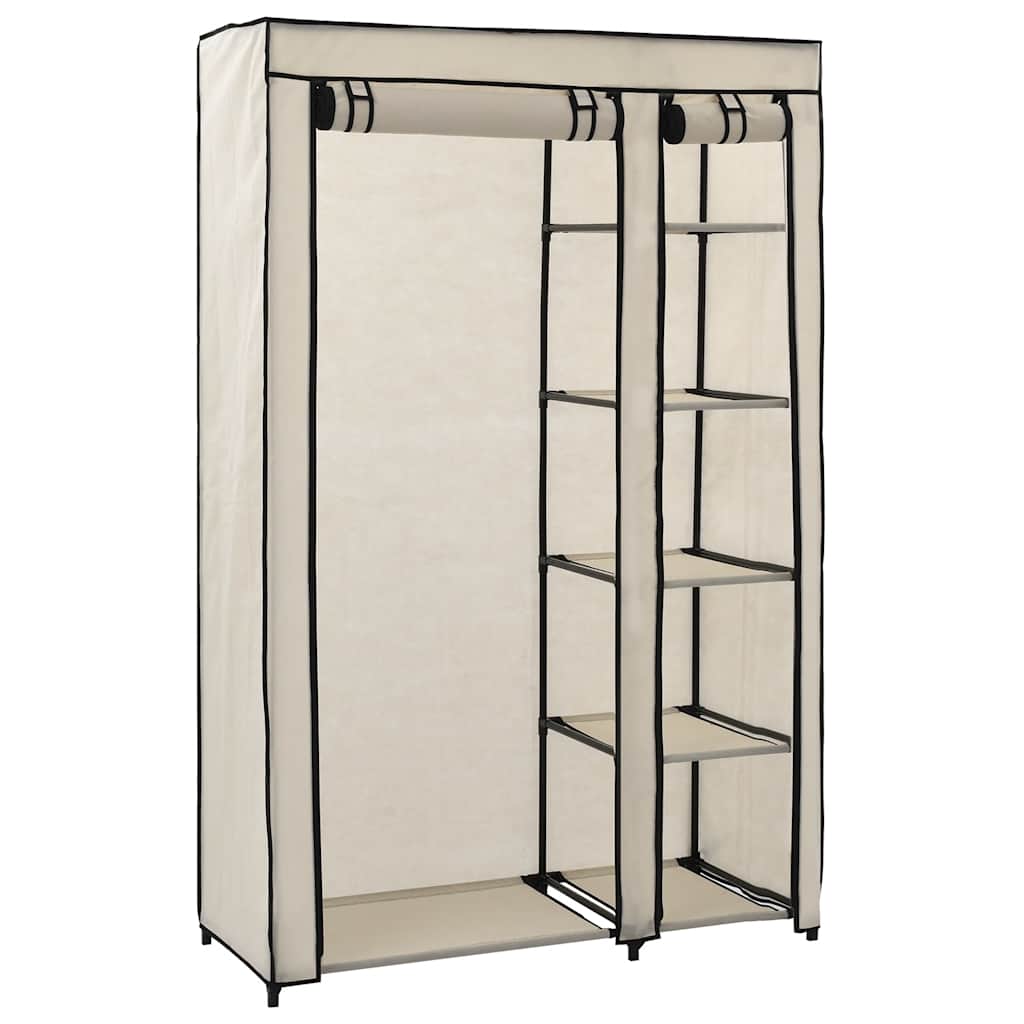 Wardrobe Folding Wardrobes 2 Pcs 110X45X175 Cm Fabric Brown Cream Black Grey LED