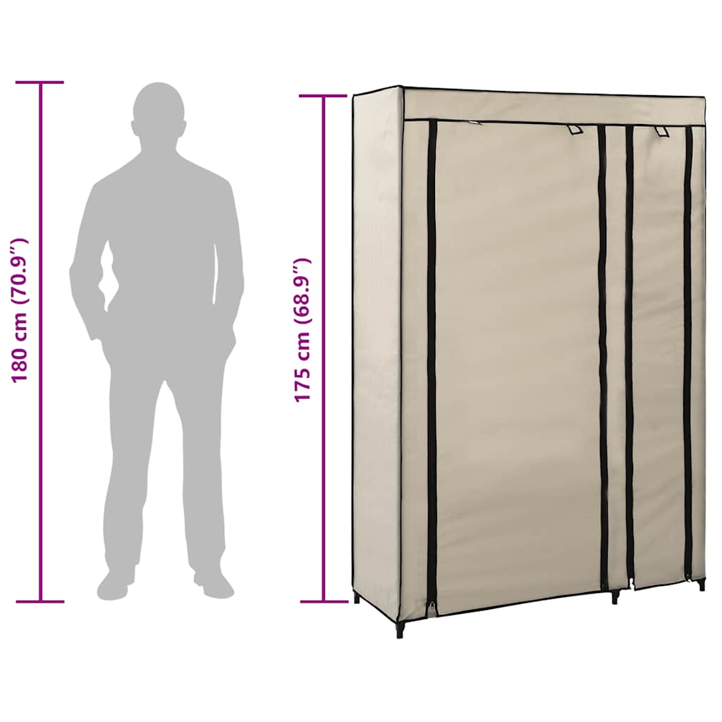 Wardrobe Folding Wardrobes 2 Pcs 110X45X175 Cm Fabric Brown Cream Black Grey LED