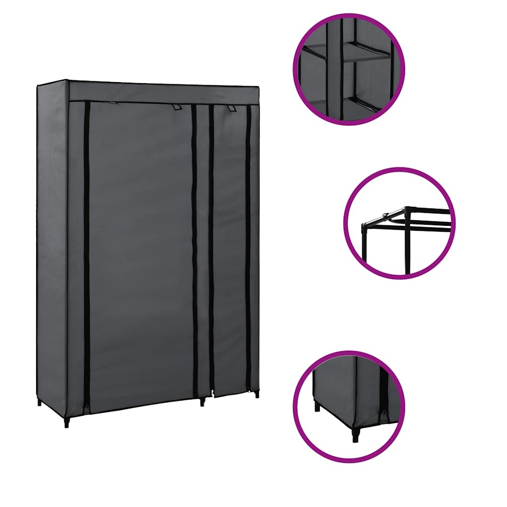 Wardrobe Folding Wardrobes 2 Pcs 110X45X175 Cm Fabric Brown Cream Black Grey LED