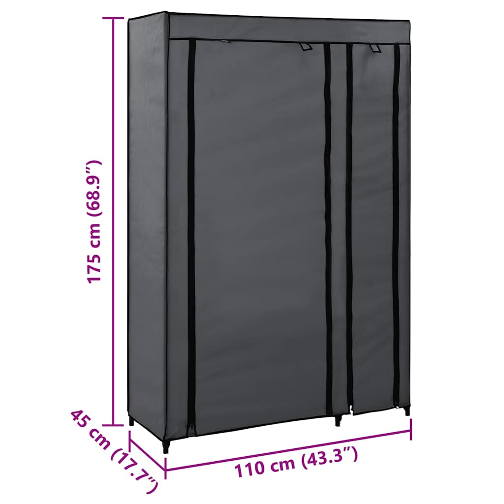 Wardrobe Folding Wardrobes 2 Pcs 110X45X175 Cm Fabric Brown Cream Black Grey LED