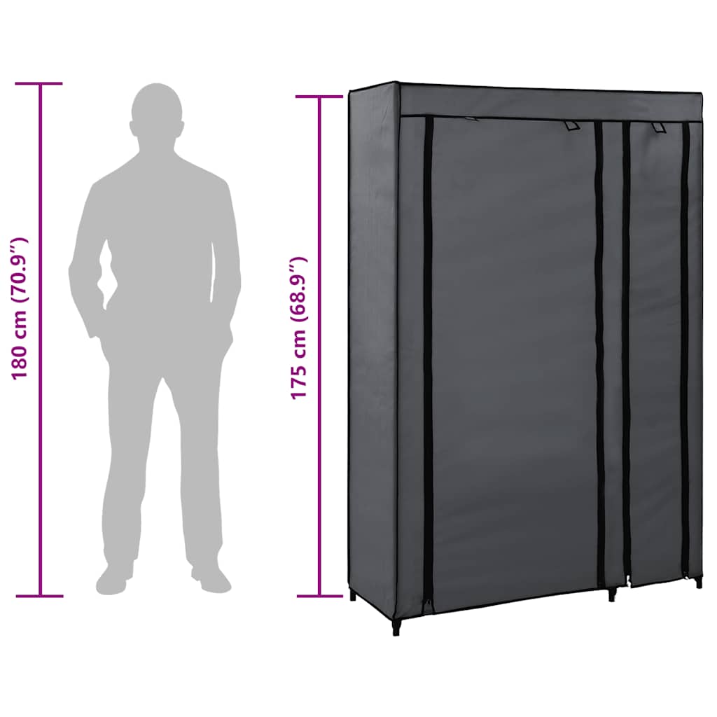 Wardrobe Folding Wardrobes 2 Pcs 110X45X175 Cm Fabric Brown Cream Black Grey LED