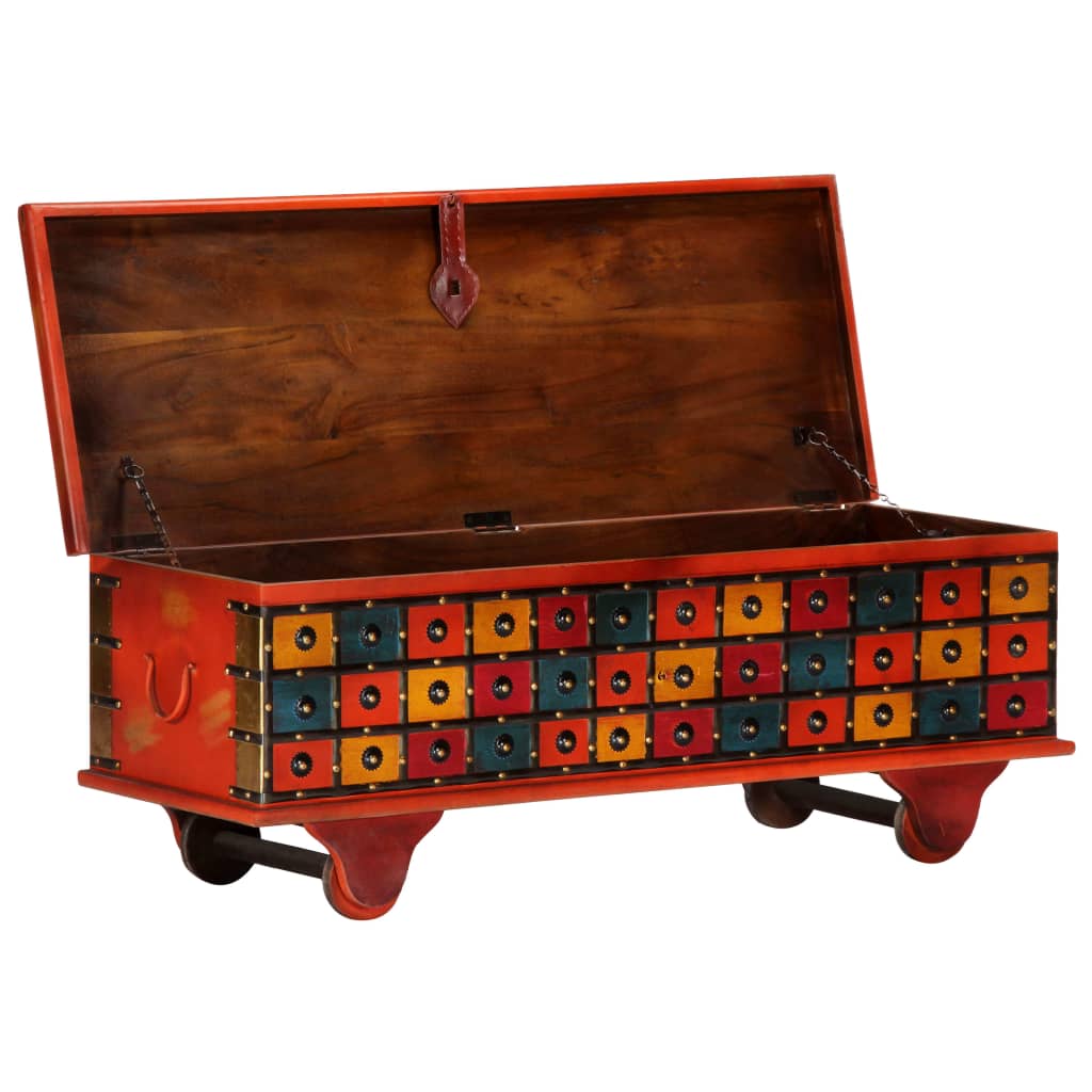 Storage Box Red 110X40X40 Cm Solid Acacia Wood