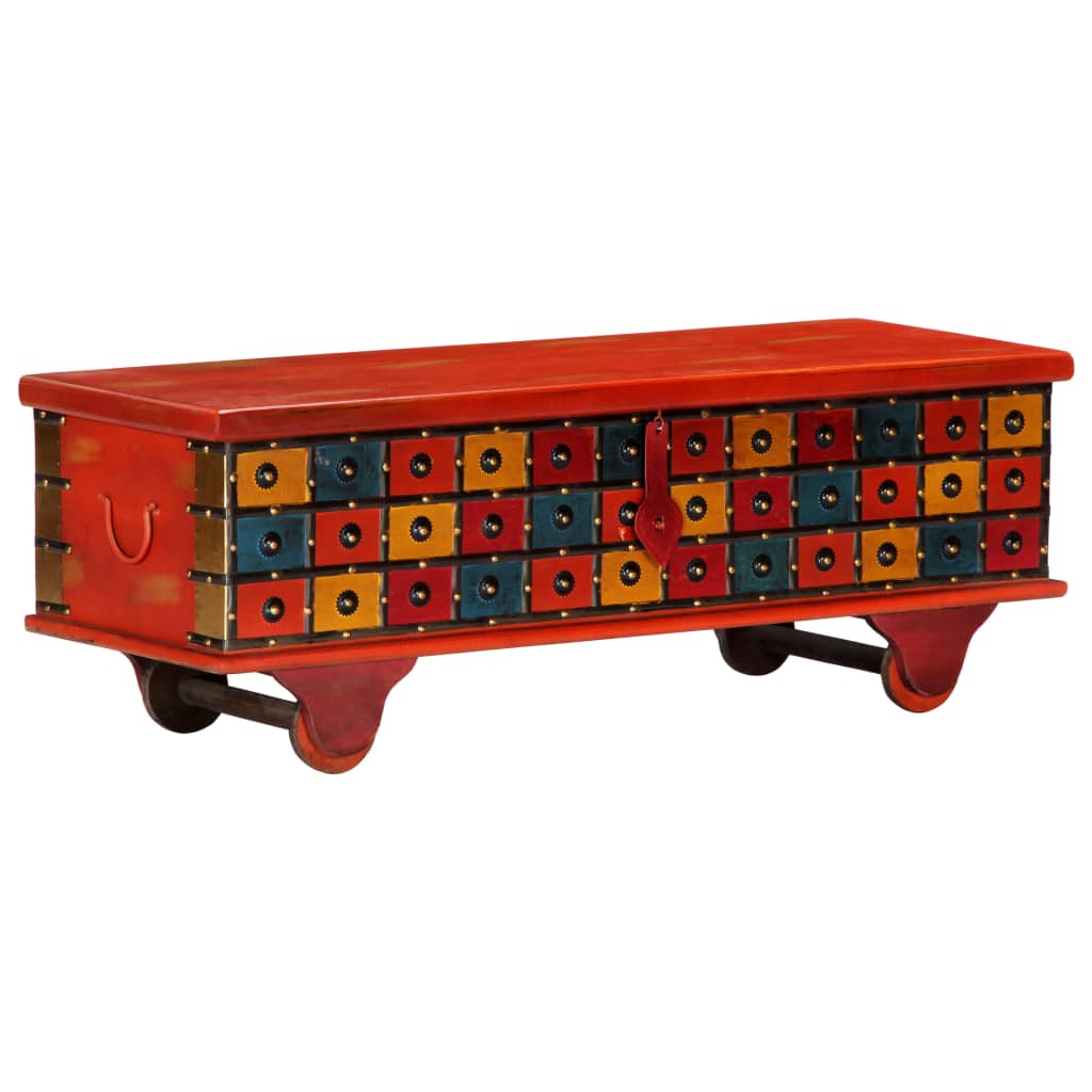 Storage Box Red 110X40X40 Cm Solid Acacia Wood