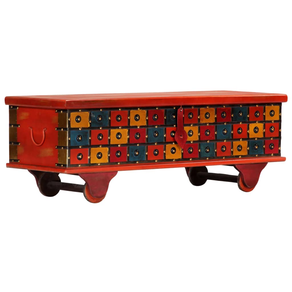 Storage Box Red 110X40X40 Cm Solid Acacia Wood