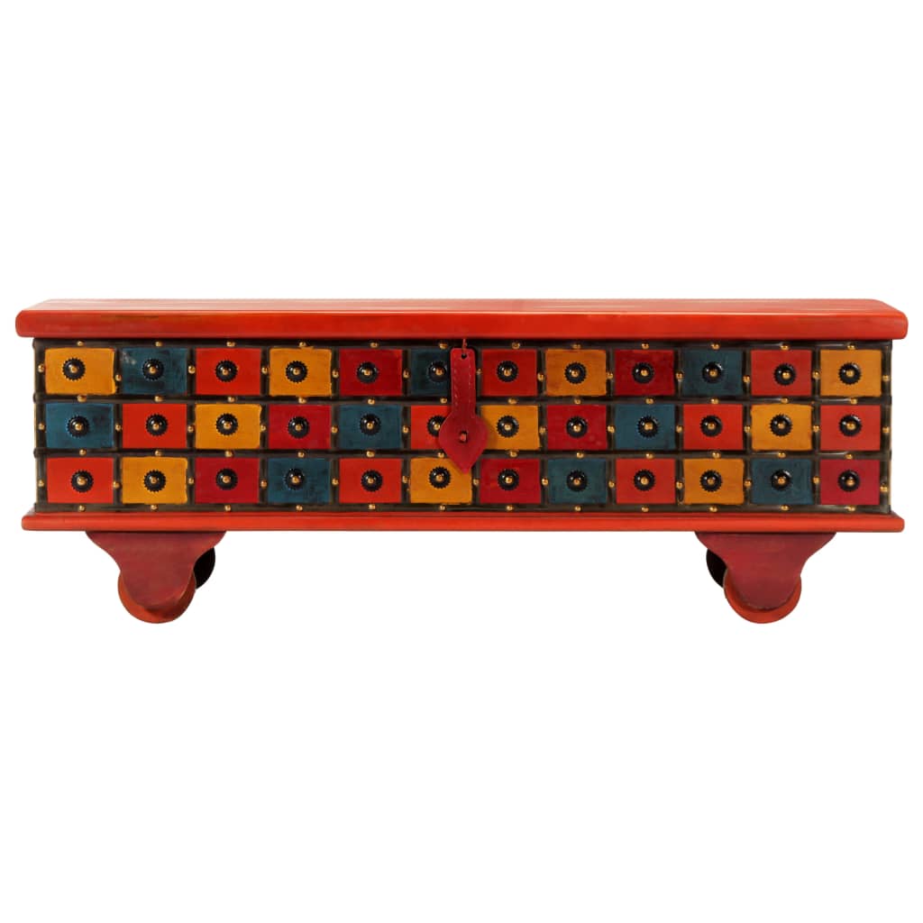 Storage Box Red 110X40X40 Cm Solid Acacia Wood