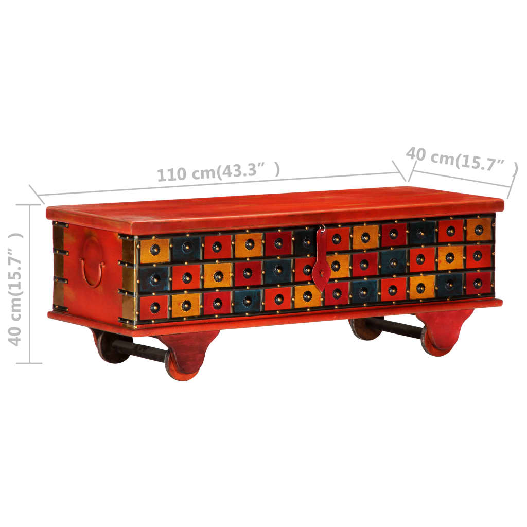 Storage Box Red 110X40X40 Cm Solid Acacia Wood