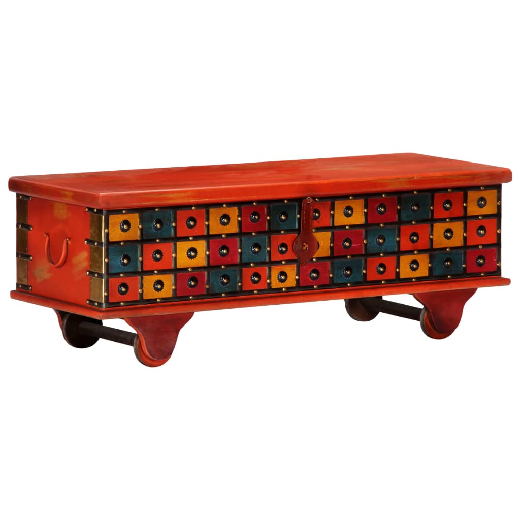 Storage Box Red 110X40X40 Cm Solid Acacia Wood