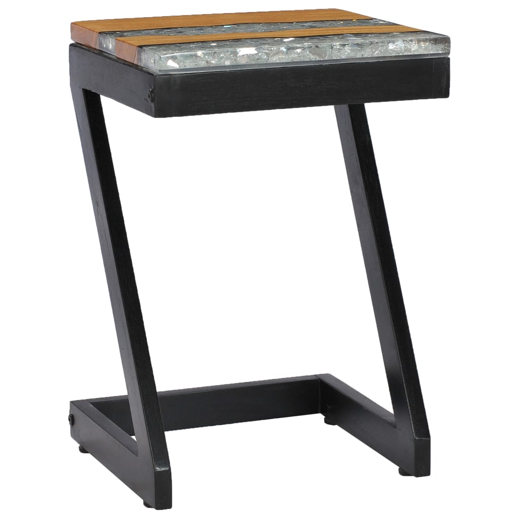 Coffee Table 30X30X50 Cm Solid Teak Wood And Polyresin
