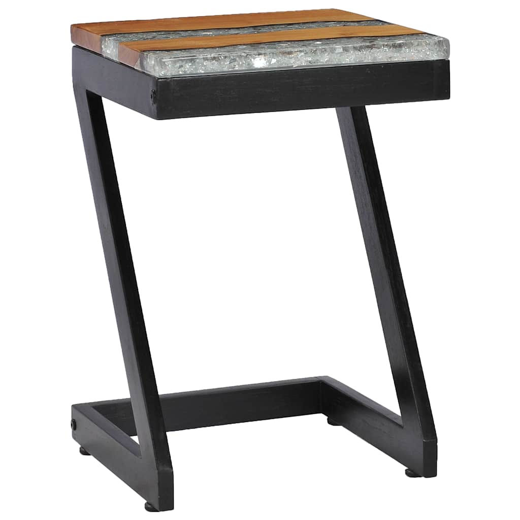 Coffee Table 30X30X50 Cm Solid Teak Wood Polyresin Multicolour 30 cm