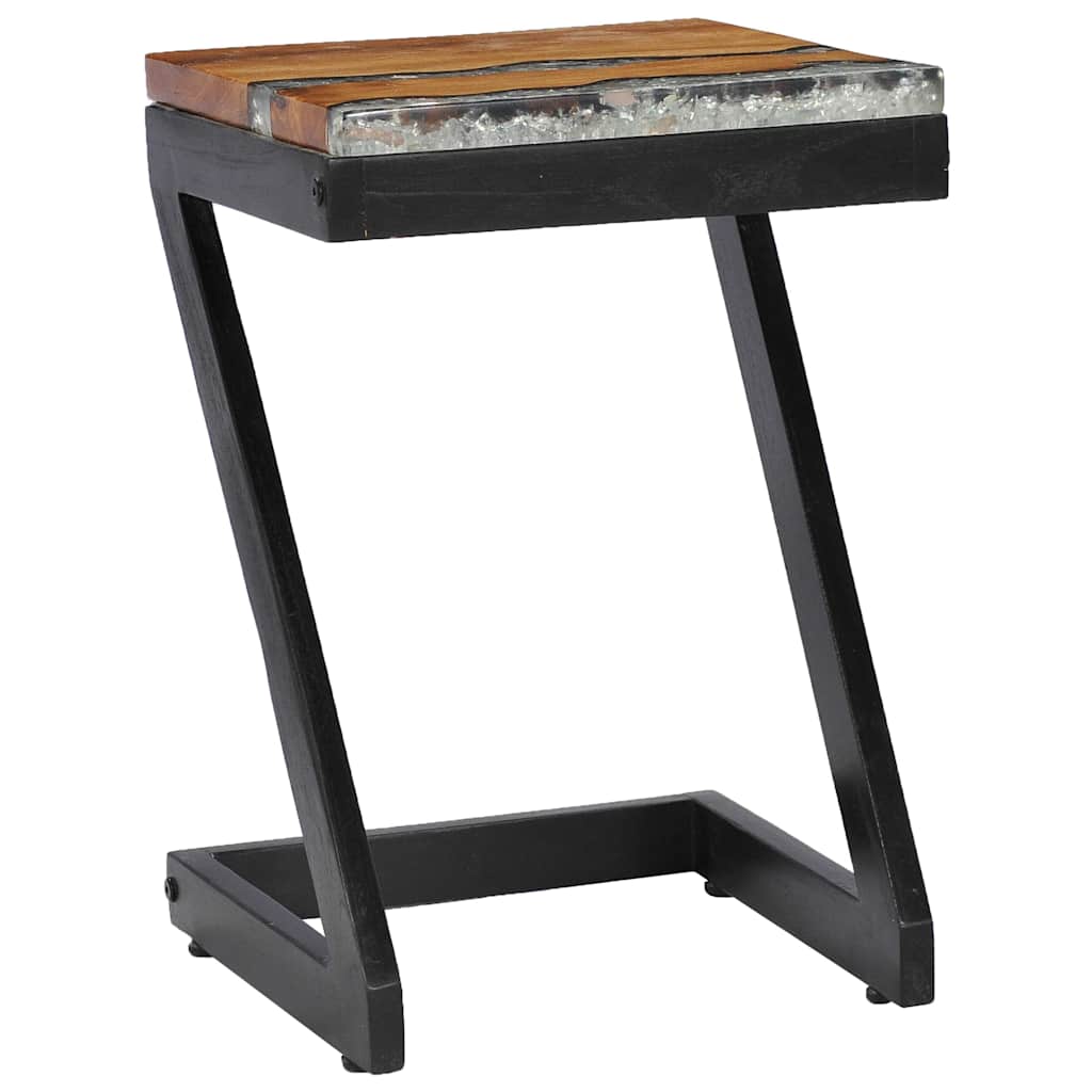 Coffee Table 30X30X50 Cm Solid Teak Wood Polyresin Multicolour 30 cm