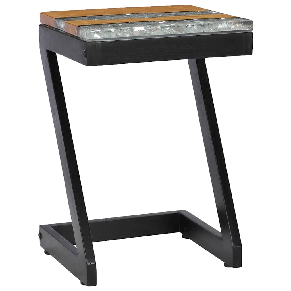 Coffee Table 30X30X50 Cm Solid Teak Wood Polyresin Multicolour 30 cm